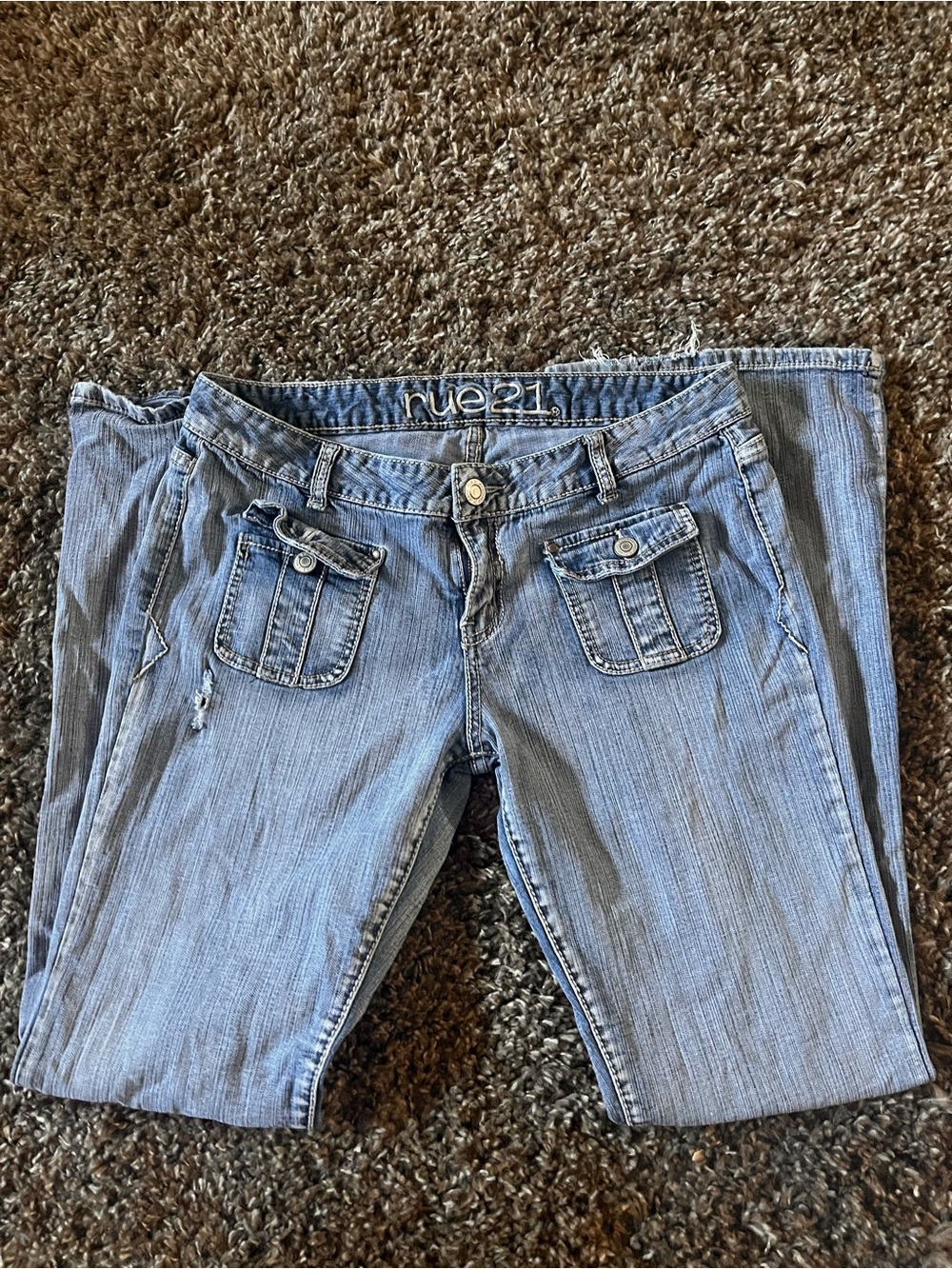 Rue21 Light Blue Straight Leg Jeans with Flap Pockets